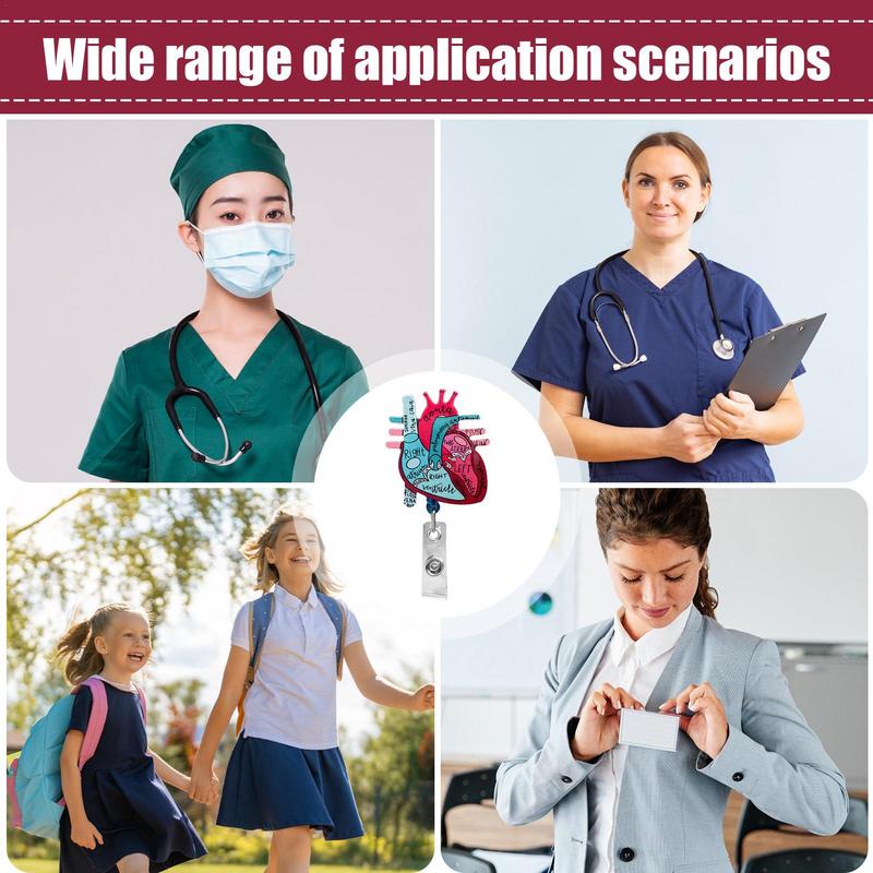 Cardiac Badge Reel Holder ID Name Card Reel Holder Heart Anatomy Nursing Phlebotomy ID Clip For Teacher Student RN Nurse