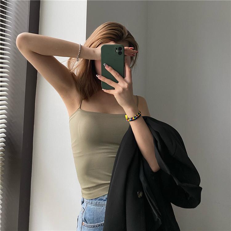 

Women s Padded Camisole with Built-in Bra, Spaghetti Strap Crop Tank Top One size