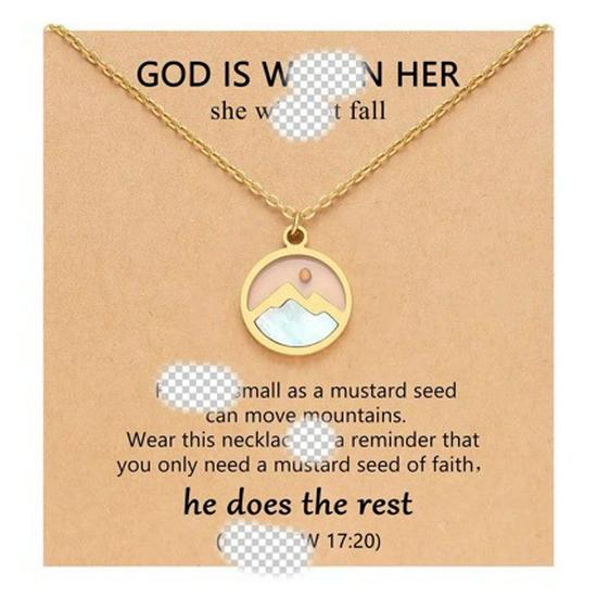 

European & American Fashion Oval Necklace - Stainless Steel Mustard Seed Design Single Pendant