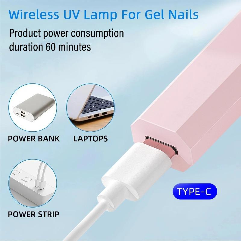 Portable UV/LED Nail Lamp - Handheld Cordless Gel Polish Dryer for Fast 60s Curing, Mini Manicure Light for Home & Travel Use