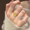 Elegant Gold Micro-Diamond Snowflake Ring: High-End Luxury Versatile Finger Jewelry