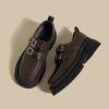 Small leather shoes women's British style new spring and autumn single shoes with platform black women's shoes