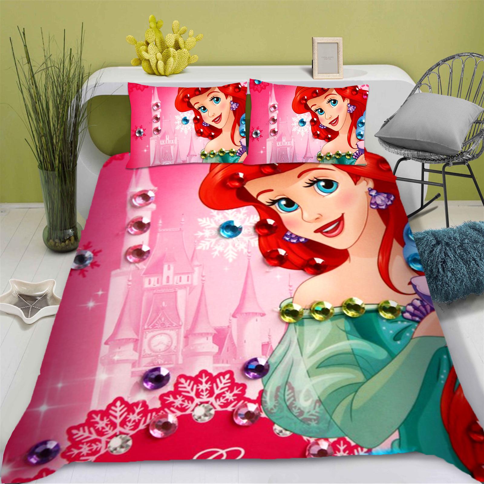 

Принцесса-Русалочка Ариэль 100% полиэстер Аниме Комплект пододеяльника Comforte Печатный Мультяшный Размер Твин Постельное белье Рождественские подарки EU Single(135*200cm)3pcs