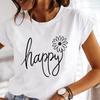 (Asian Size) Tee Lady Female Top Printed Flower Lovely Style Women Casual T Shirt Fashion Clothing Graphic Short Sleeve T-shirts