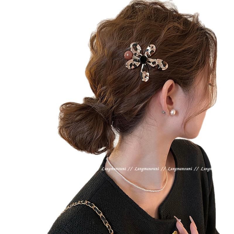 

Квіткова шпилька з леопардовим принтом для жінок - Однослівна кліпса для чубчика та укладання волосся