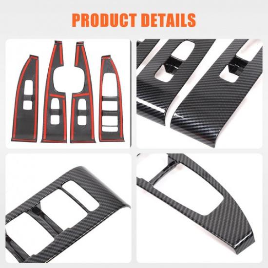 ABS Carbon Fiber Window Lift Switch Button Trim Frame For Kia Sorento MQ4 21-25