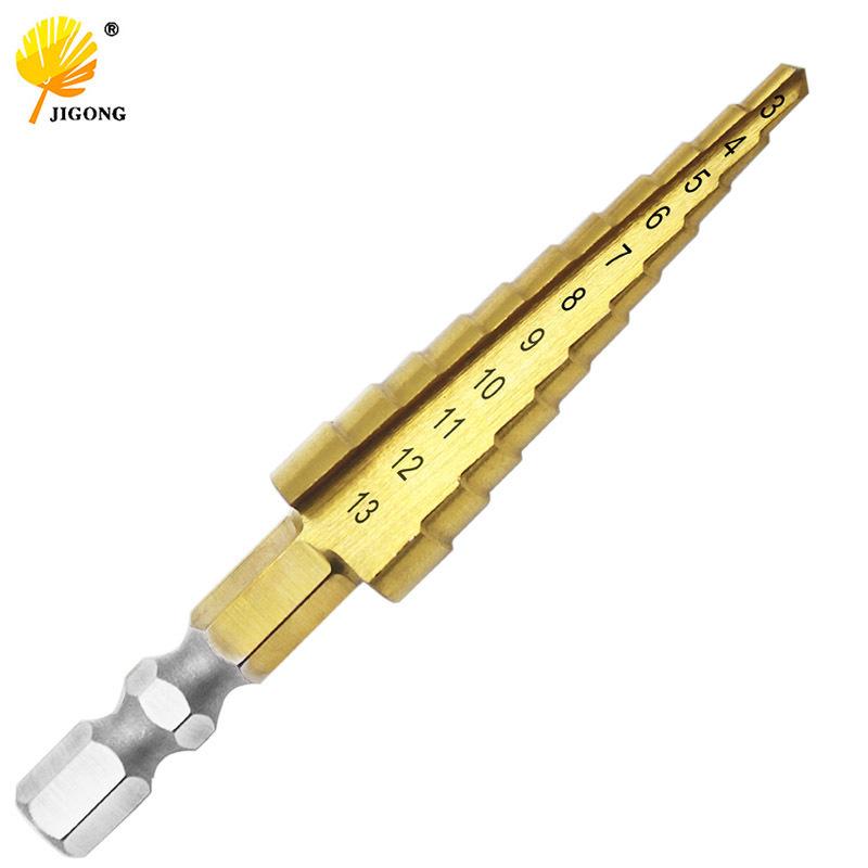 Hex Shank Step Drill Bit for Wood & Plastic, 3-13mm Reaming, 11 Sizes