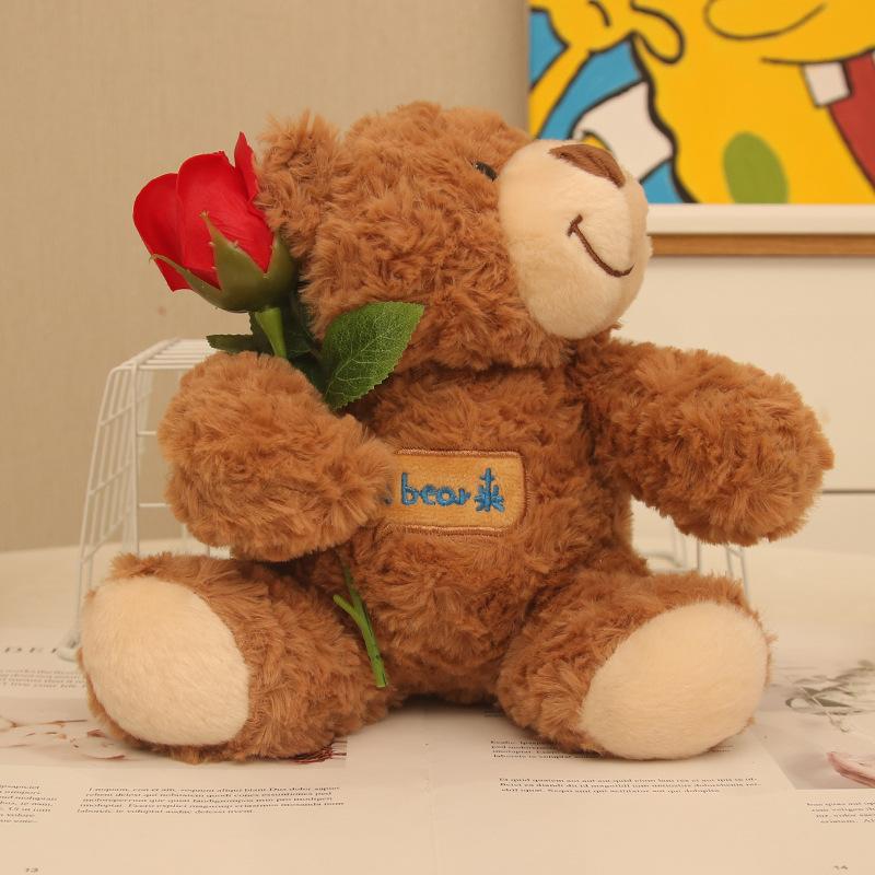 New Flower Gift Bear Doll Teddy Bear Plush Toy Cute Bed Holding Sleeping Bear Doll Girl