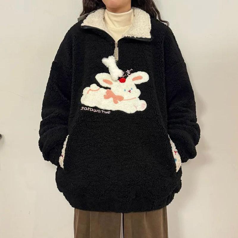 

Свитшот оверсайз для женщин, хлопковый пуловер, флисовый, утолщенный, свободный, с круглым вырезом, повседневный топ с длинным рукавом, свитшот XXXL чёрный