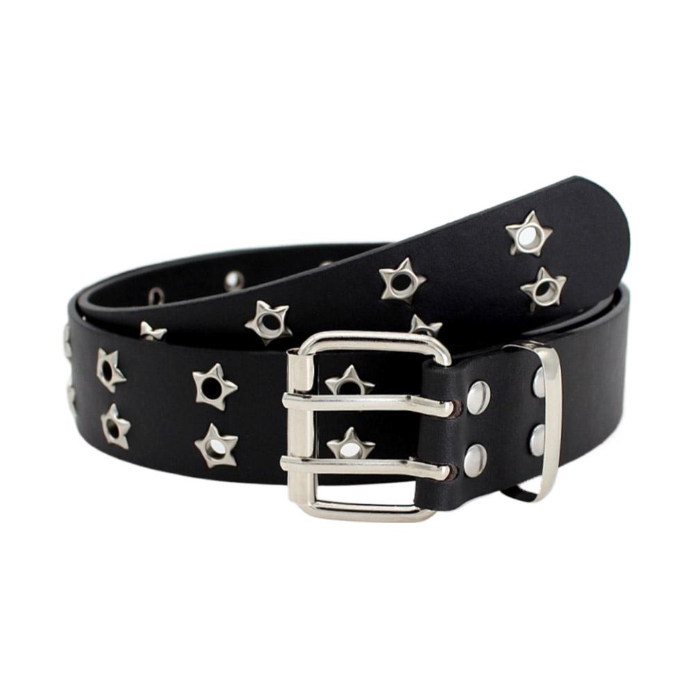 Star Eye Rivet Belt Hollowed-out Punk Belt For Man/women Buckle Decoration Y2K Fashion Pu Waist T1A0