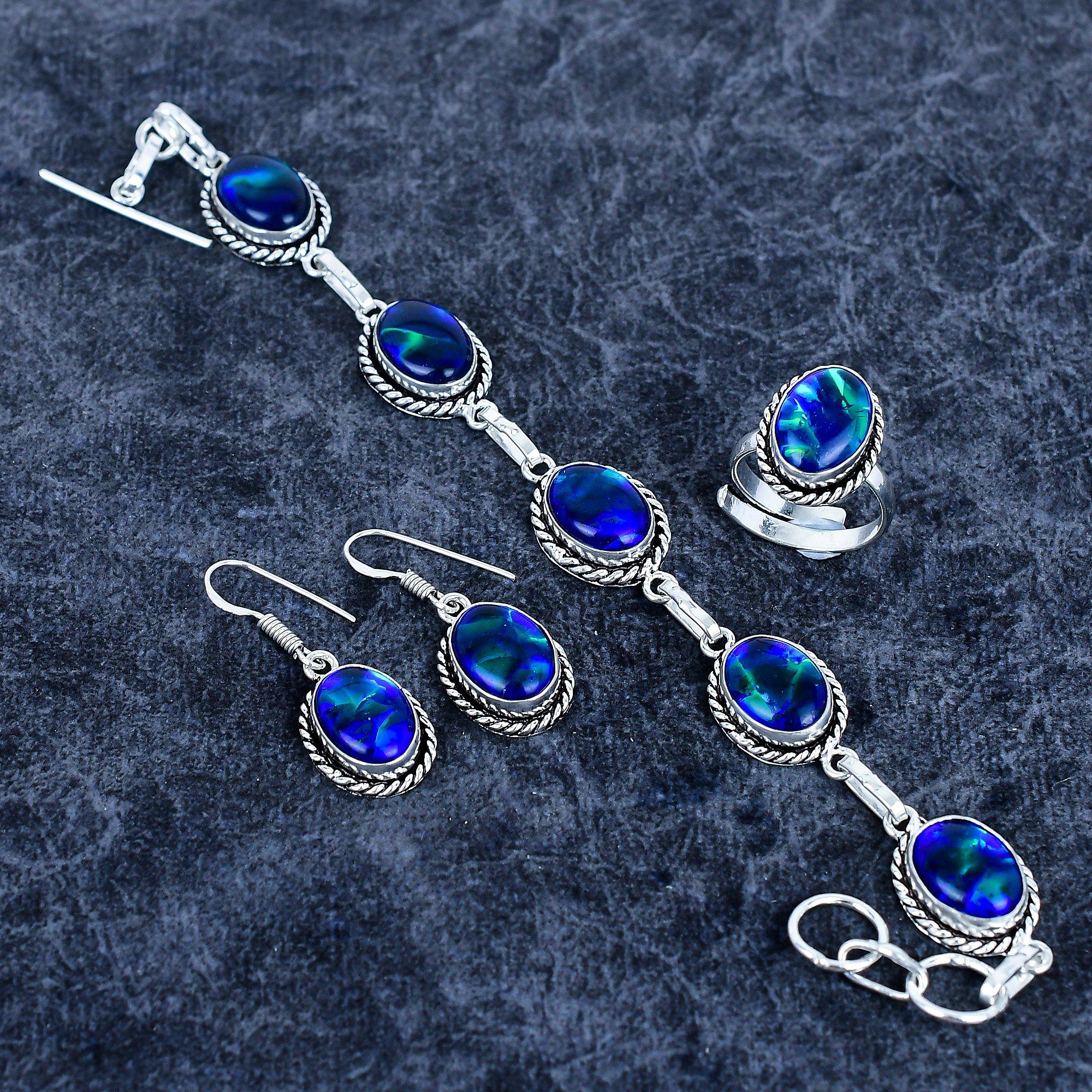 

Набір ювелірних виробів з чорного турмаліну ручної роботи зі срібла 925 проби M-3202