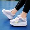 Boys /Youth Roller Skates Shoes Removable Flat Shoes Tow Wheels Girls Roller Skates Sneakers for Kids