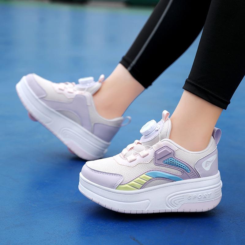 Boys /Youth Roller Skates Shoes Removable Flat Shoes Tow Wheels Girls Roller Skates Sneakers for Kids