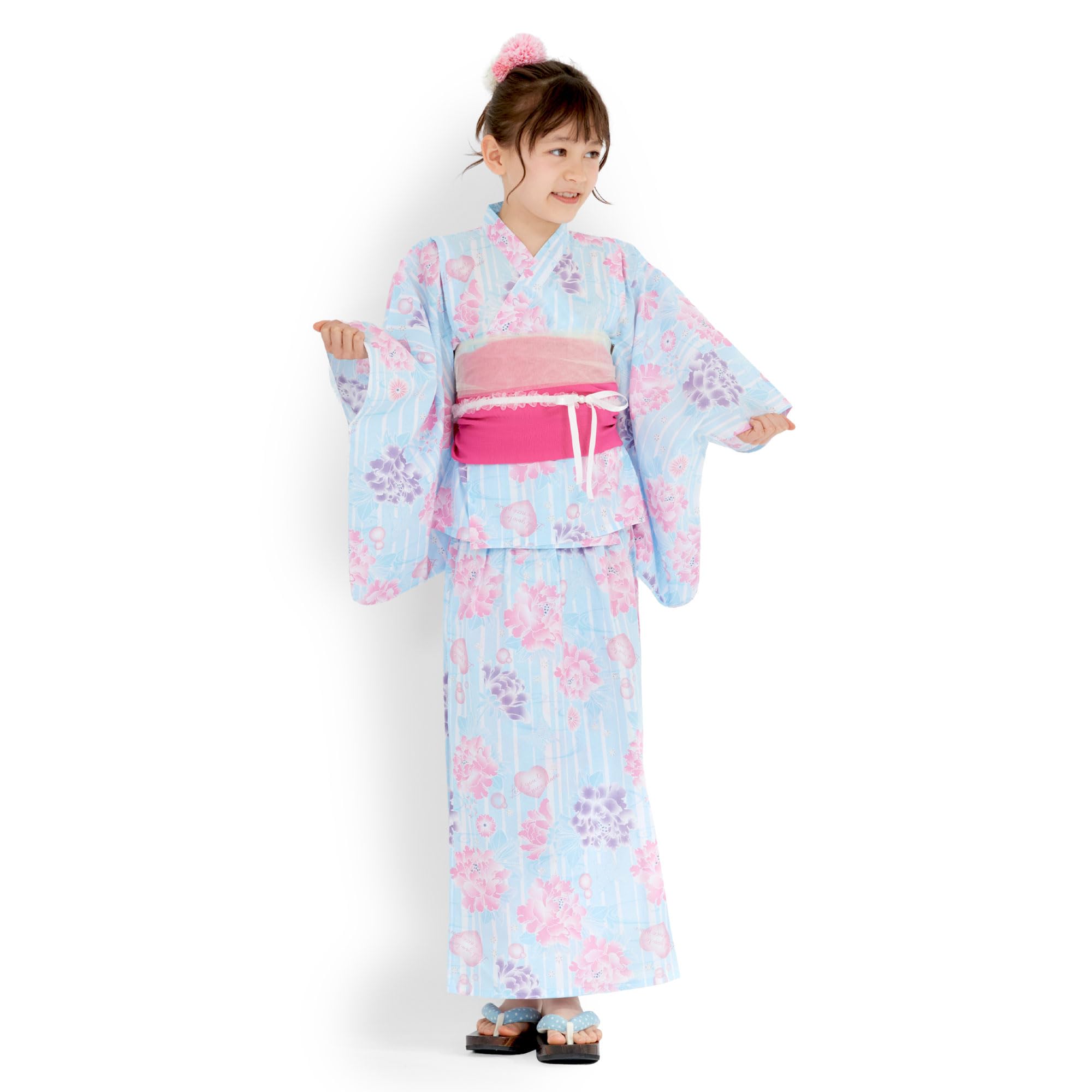 

NISHIORI Yukata Set for Girls Separate and 2 Obi 10 6 Sizes 4-Piece (2-Way Dress, Camisole, Belts) - Patterns, (11W-5, 110cm)