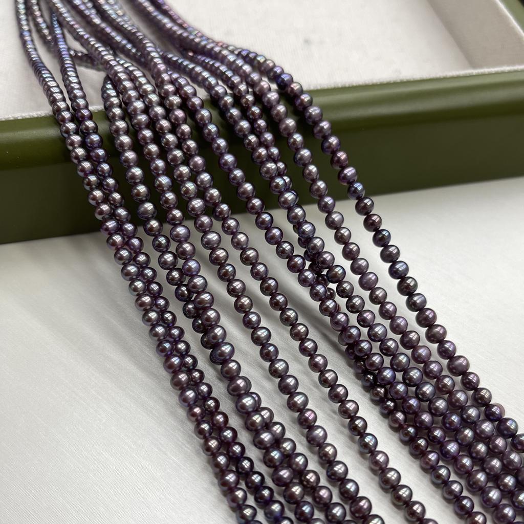 1String, Small Purple Pearl, 3-3.5mm, Natural Freshwater Pearl Beads for Jewelry Making DIY Necklace, Bracelet Accessories, Festive Crafts 36cm