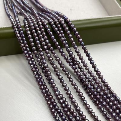 1String, Small Purple Pearl, 3-3.5mm, Natural Freshwater Pearl Beads for Jewelry Making DIY Necklace, Bracelet Accessories, Festive Crafts 36cm