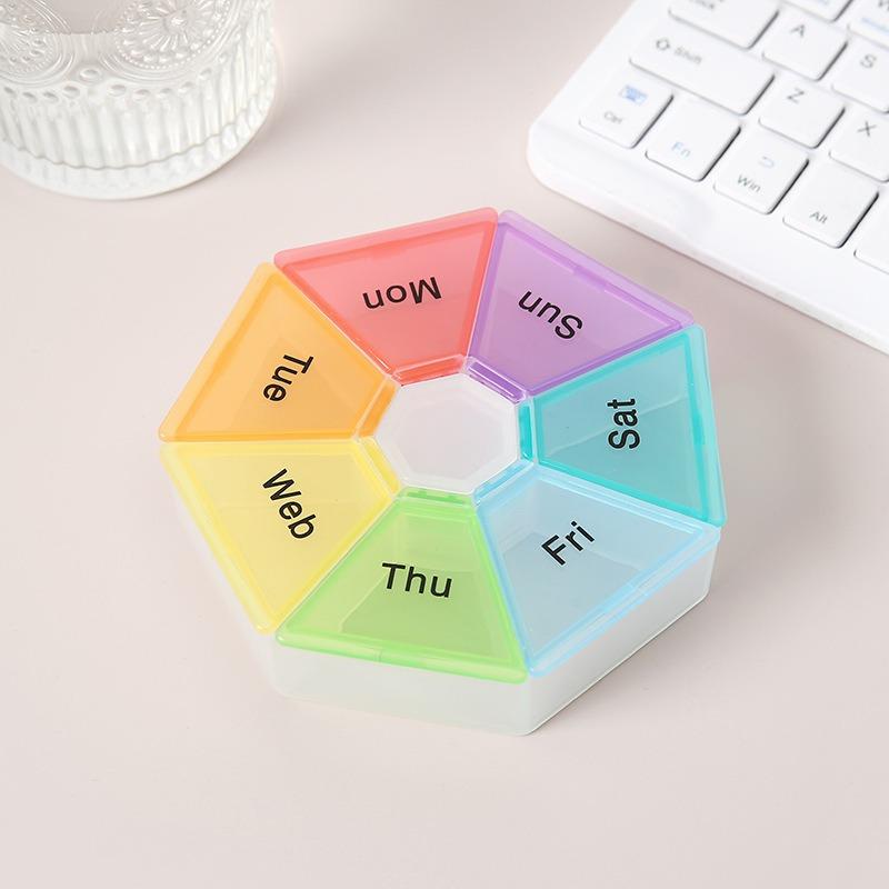 New Mini 7 Day Weekly Colorful Petal Pill Cases Organizer Box PP Food Grade Material, Portable Medicine Splitter Case Medicine