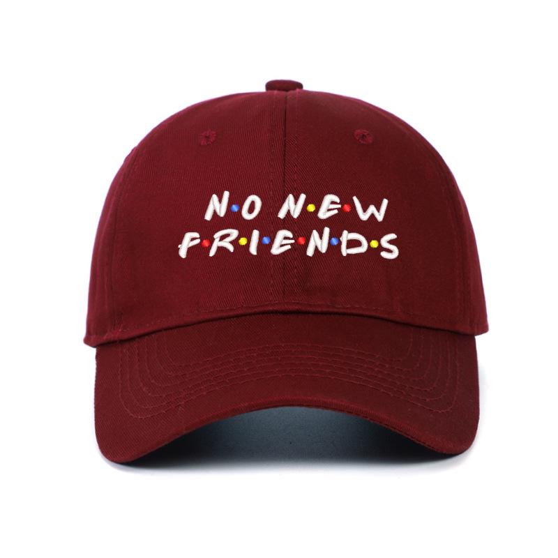 Korean Style 'No New Friends' Embroidered Unisex Baseball Cap with Sun Visor