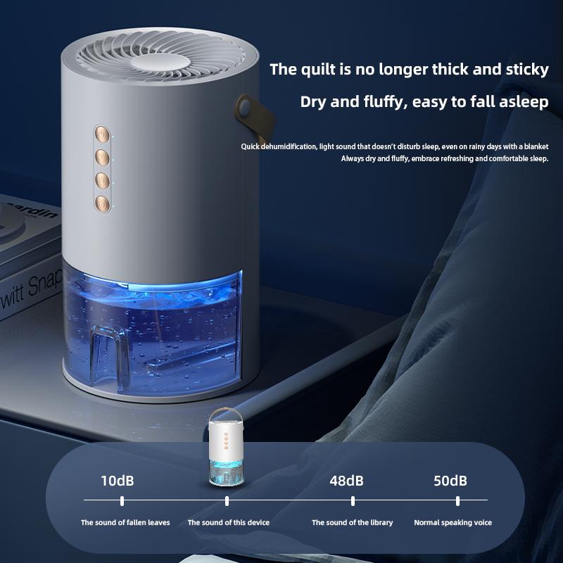 Portable Air Dehumidifier With 1.3L Water Tank Mute Air Dryer Moisture Absorbers Machine 3-level Timing Control Negative Ion Pur