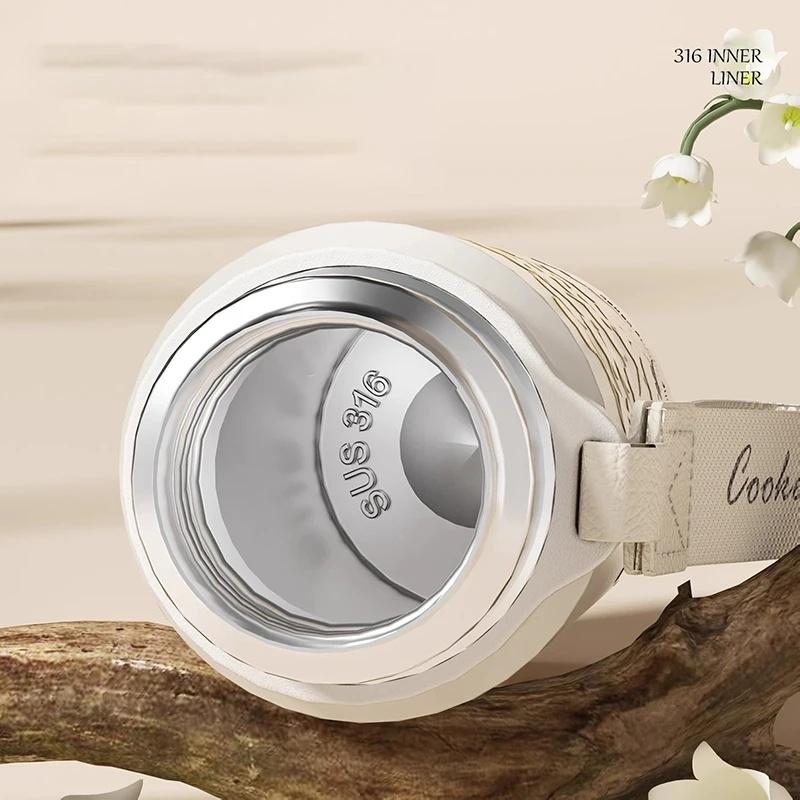 COOKER KING Thermos Wasser 600ml/800ml Flasche Blumenmuster Teetasse Edelstahl Isolierbecher mit Teesieb Teebereiter