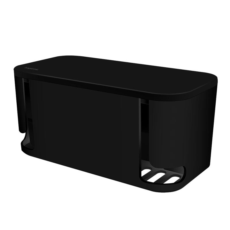 Cable Box with 5-Way Power Strip, 3x USB, 285x145x13 mm, Black