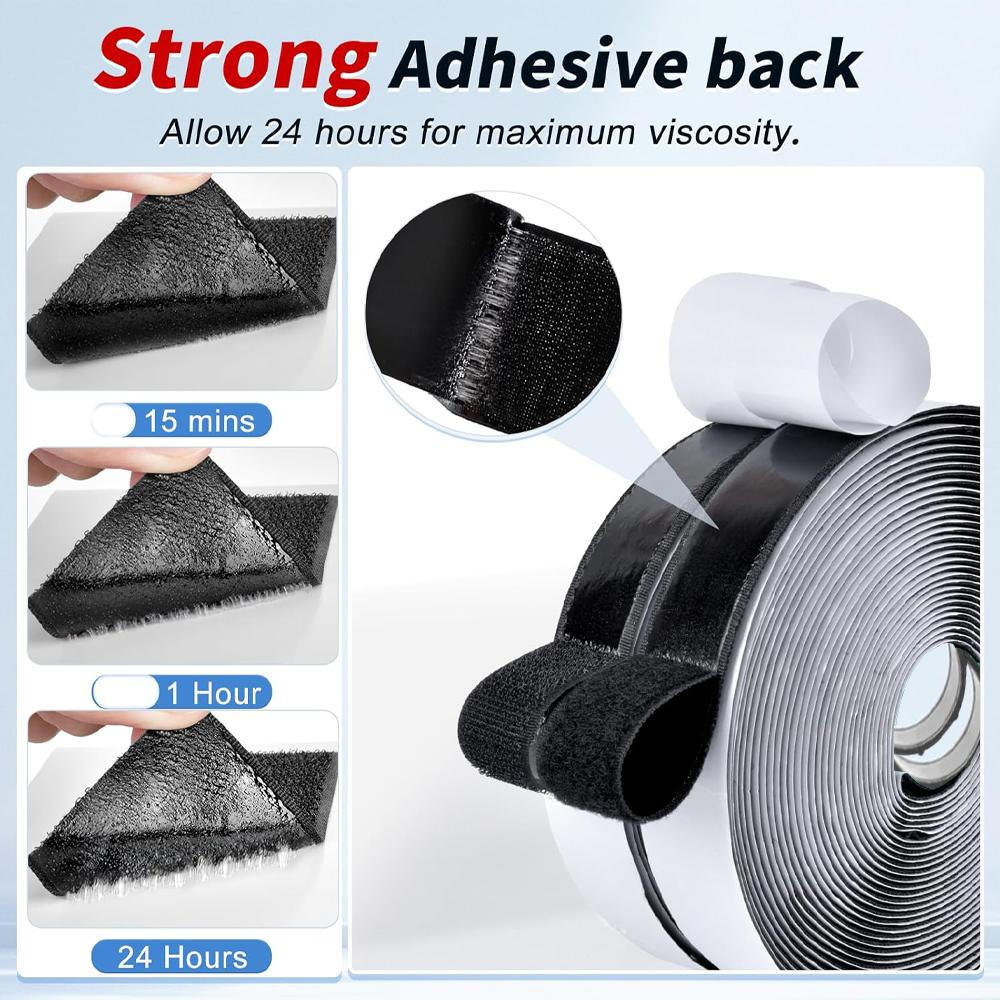 Double-sided tape Velcro self-adhesive cable fixing tape, wire cable manager, split-button curtain, strong adhesive storage