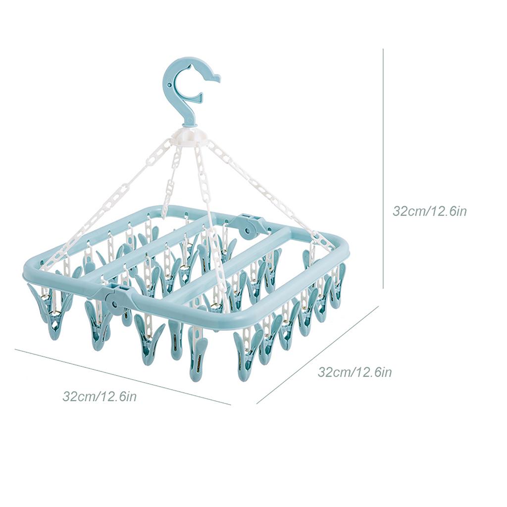 Suszarka do prania składana z 32 klipsami na skarpetki, bieliznę, szaliki