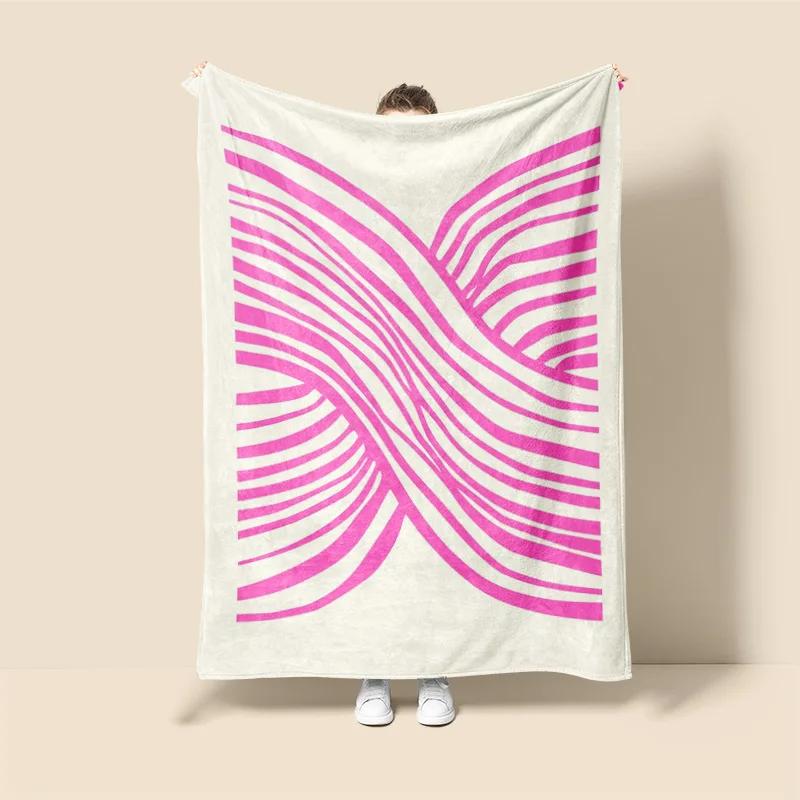 Morandi Color Blanket Abstract Botanical Graffiti Design Scandinavian Minimalist Sofa Blanket Cafe Home Dual Purpose 75x90cm