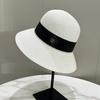 Small Fragrant Straw Hat Elegant Women'S M Standard Pearl Dome Top Hat French Light Cooked Bucket Hat Sun Protection Wide Brim Straw Hat