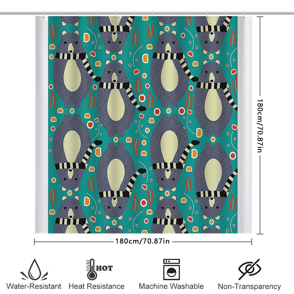 Cute Animal Shower Curtain Woodland Forest Wildlife Bathroom Decor Nature Backdrop Washable Waterproof Fabric