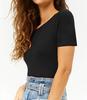 Women's Round Collar Short Sleeve Elastic Bodysuits Jumpsuits