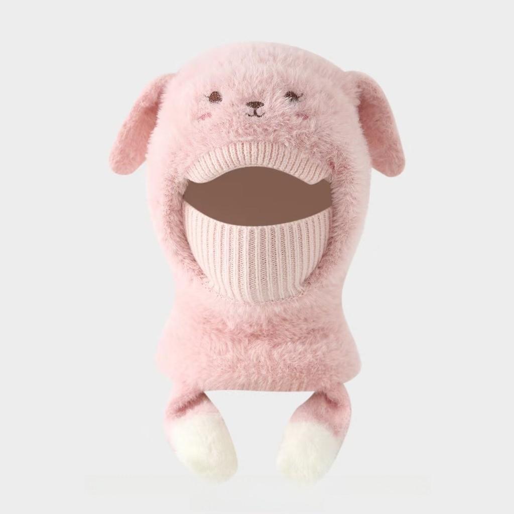 Kids Winter Beanie With Thick Fleece And Integrated Face Mask For Boys And Girls