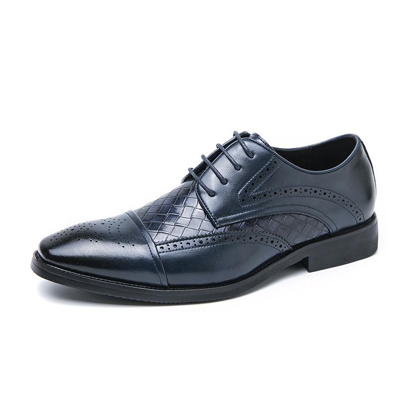 Luxury Brand High-end Blue Men's Banquet Dress Shoes Office Business Dress Shoes Soft Soled Lace Up Men's Leather Casual Shoes