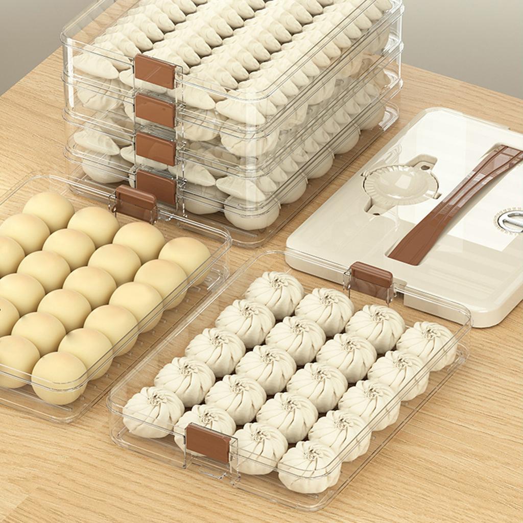 Dumpling Storage Box Large Capacity Multi Layer Transparent Plastic Airtight Food Container Kitchen Supplies 4 Layers