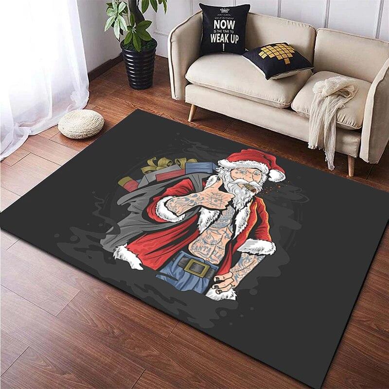 Weihnachten HD-bedruckter großer Teppich, Teppich für Wohnzimmer, Schlafzimmer, Sofa-Dekoration, rutschfeste Fußmatten, Dropshipping Alfombras