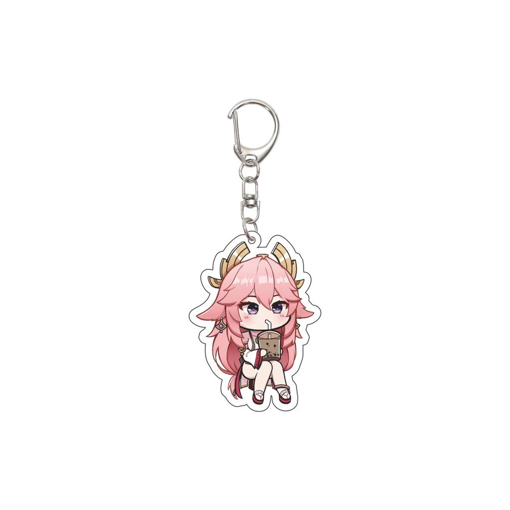 55MM Anime Genshin Impact Keychain Yae Miko Key Chain Acrylic Model Plate Christmas Gifts