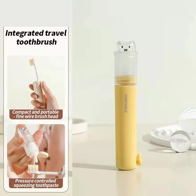 1 Piece - Convenient Toothbrush Travel Container, 2-In-1 Folding Toothbrush Set - Small And Convenient - Essential For Business