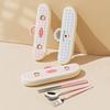 Stainless Steel Chopsticks Three-piece Set Cartoon Pattern Fork Dining Utensils Kit  Office Use