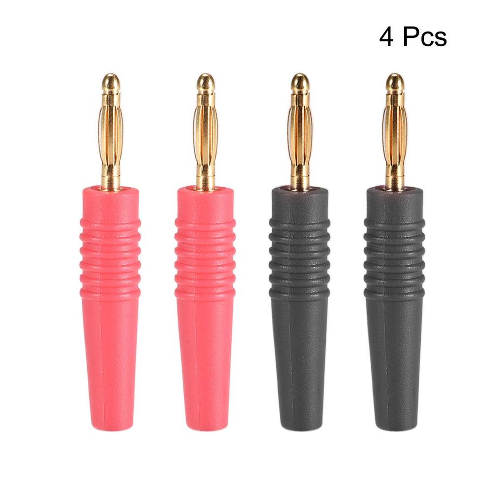 uxcell Banana Speaker Plug Cable Screw Connector 2mm 10A Jack Connector Black Red 4pcs
