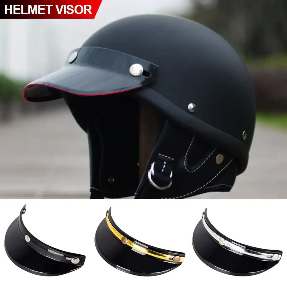 Retro Half Face Motorcycle Helmet 3 Snap-Button Visor Flip Up Wind Shield Vintage Motorbike Helmets Accessories For Men Women