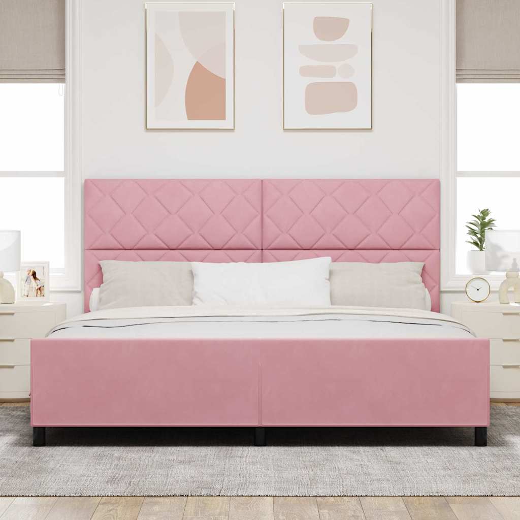 Boxspring Bed with Headboard Pink 200 x 200 cm Velvet