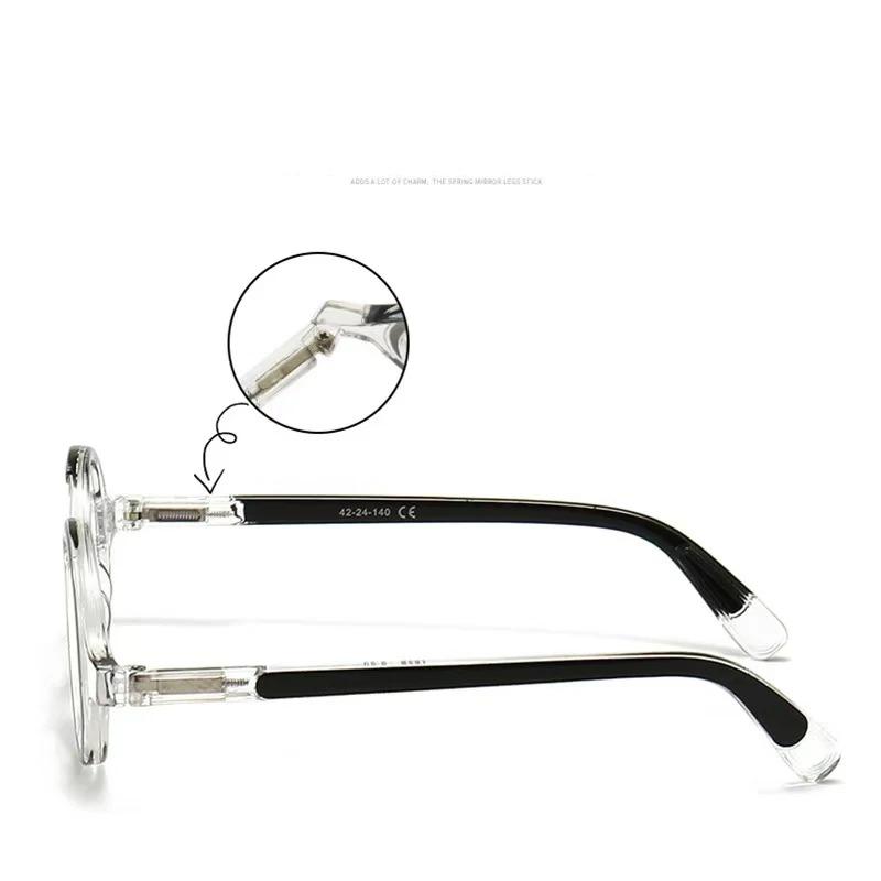 Round Reading Glasses Round Frame Spring Leg Anti-Blue Light Glasses Ultra Light Resin Hyperopia Optical Frame Eyewear