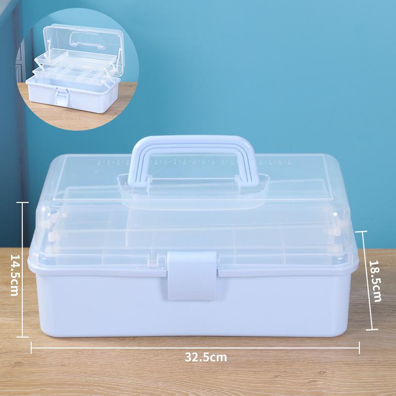 Składane Trójwarstwowe Przenośne Pudełko do Przechowywania, Duże Pojemnościowe Metalowe Pudełko na Narzędzia, Pudełko na Akcesoria do Zdobienia Paznokci, Pudełko do Przechowywania Artykułów Plastycznych i Akcesoriów