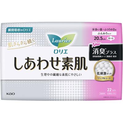 Laurier Shiawase Sodashi Deodorant Plus 20,5 cm für starke bis normale Tagesanwendung, 22 Stück mit Flügeln (Quasi-Droge) Laurier Happiness Skin Serviette S