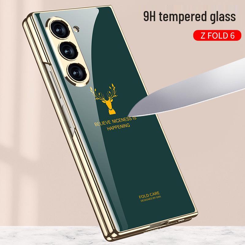 Kompatible Samsung Z Fold6 Falthandyhülle mit bemaltem Glas, HD-Schutz und integrierter Klapphülle.
