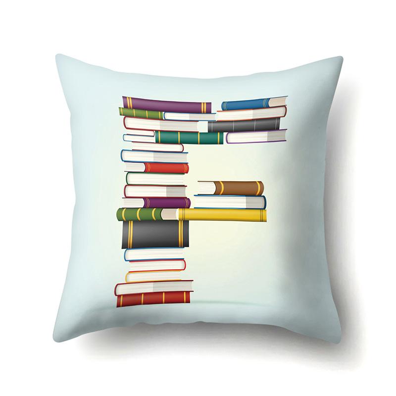 Polyester Pillowcase Car Decoration Home 26 English Letters Print Book Pillowcase