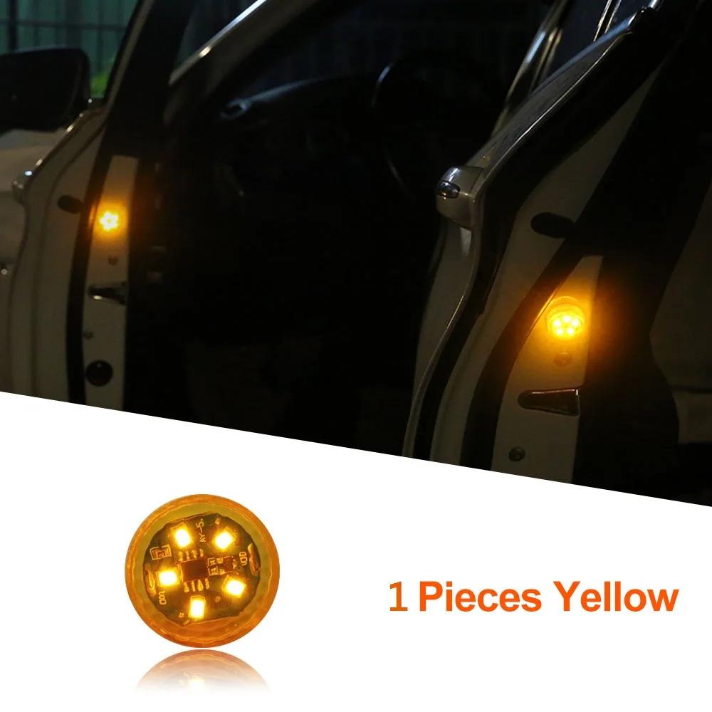 1-4pcs Universal LED Car Opening Door Safety Anti-collision Lights Magnetic Sensor Strobe Flashing Alarm Lights Parking Lamp