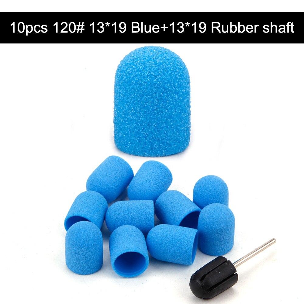 10Pcs 10*15/13*19 Purple Sanding Caps Nail Art Sanding Bands Block Caps Mandrel Gel Remover Foot Care Cuticle Drill Accessories