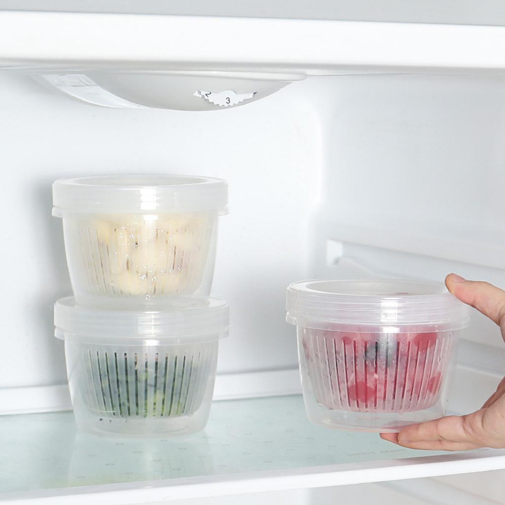 Fridge Scallion Box Round Draining Plastic with Sealing Lid Scallion Storage Container for Ginger