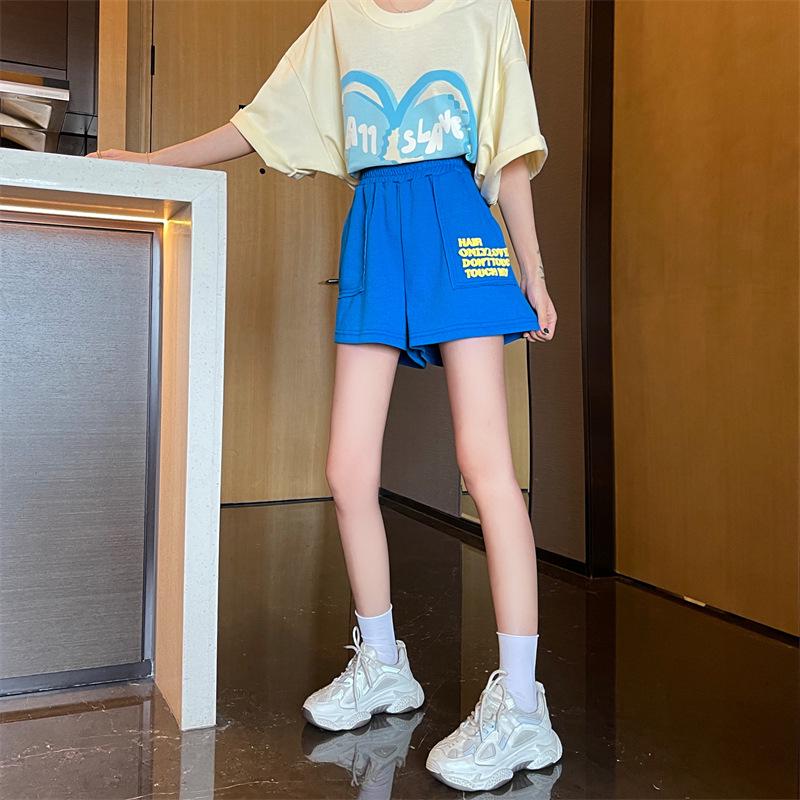 Women's Summer A-Line Wide-Leg Elastic Waist Shorts with Bright Pockets